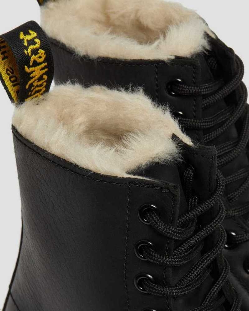 Black Dr. Martens 1460 Faux Fur Lined Lace Up Boots | QDTHR6481