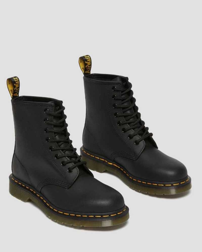 Black Dr. Martens 1460 Greasy Leather Lace Up Boots | FSREM6098