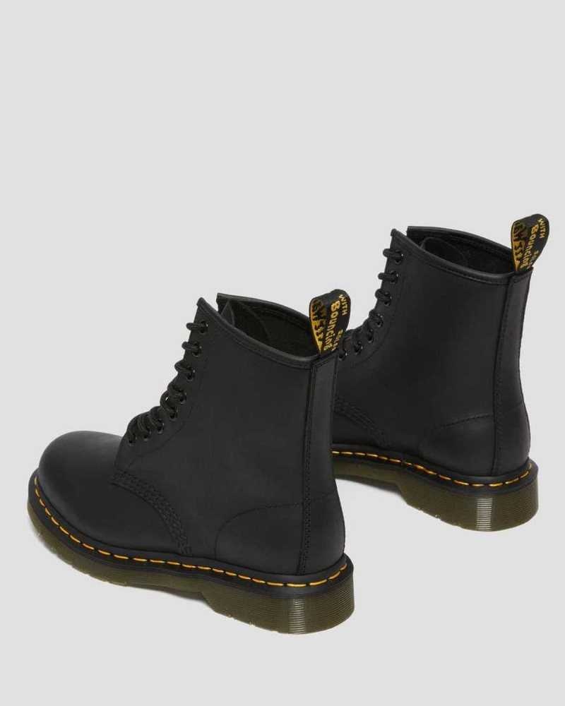 Black Dr. Martens 1460 Greasy Leather Lace Up Boots | FSREM6098