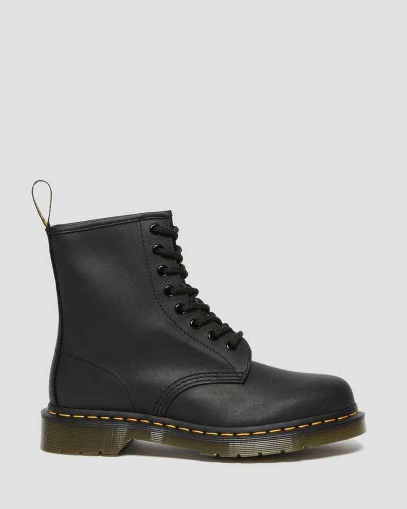 Black Dr. Martens 1460 Greasy Leather Lace Up Boots | FSREM6098