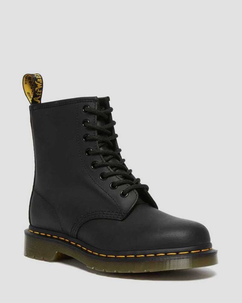 Black Dr. Martens 1460 Greasy Leather Lace Up Boots | FSREM6098