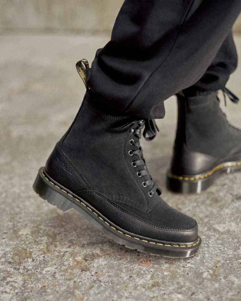 Black Dr. Martens 1460 Guard Leather Lace Up Boots | PNFVT5132