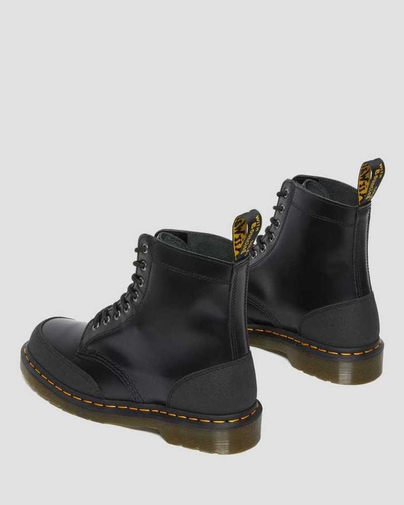 Black Dr. Martens 1460 Guard Panel Leather Lace Up Boots | EZSFN5604