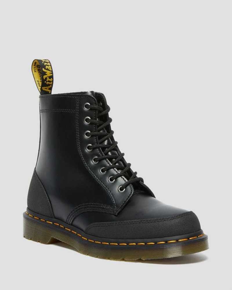 Black Dr. Martens 1460 Guard Panel Leather Lace Up Boots | LPUWK6018