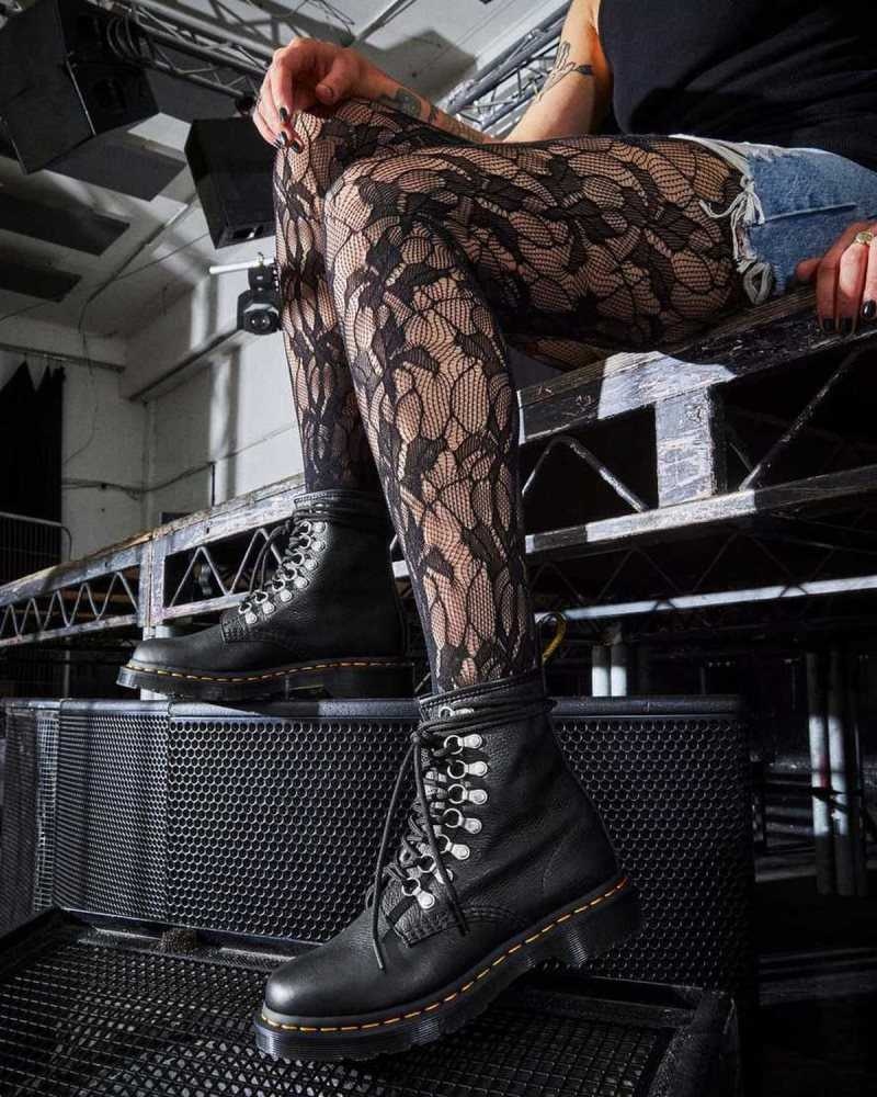 Black Dr. Martens 1460 Laced Virginia Leather Lace Up Boots | CBIJK5632