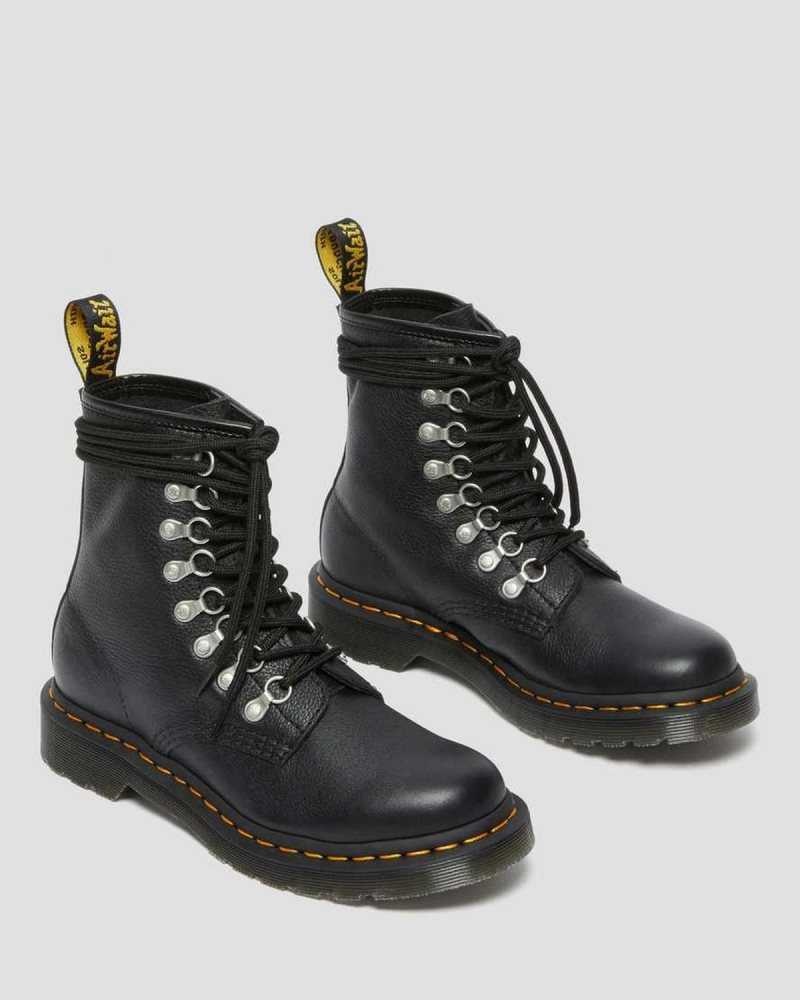 Black Dr. Martens 1460 Laced Virginia Leather Lace Up Boots | CBIJK5632