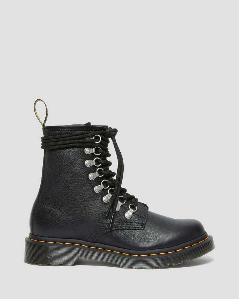 Black Dr. Martens 1460 Laced Virginia Leather Lace Up Boots | CBIJK5632