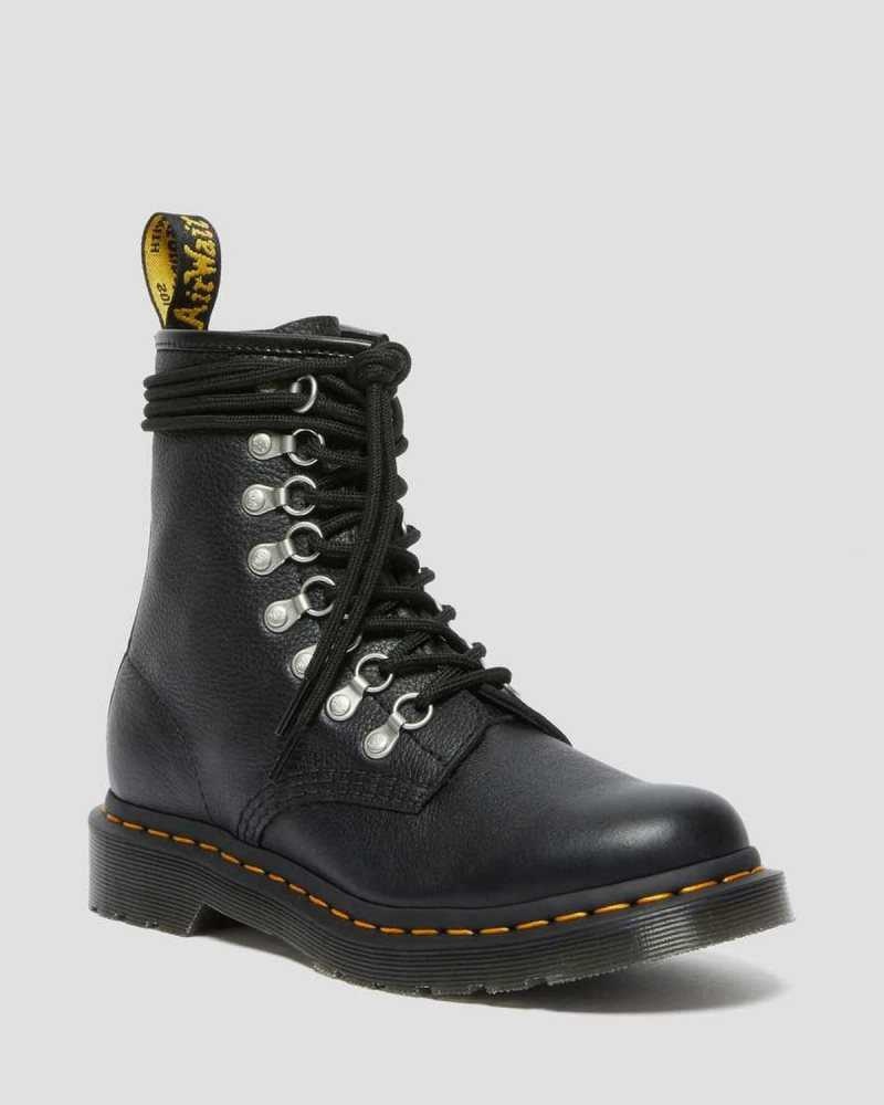 Black Dr. Martens 1460 Laced Virginia Leather Lace Up Boots | CBIJK5632