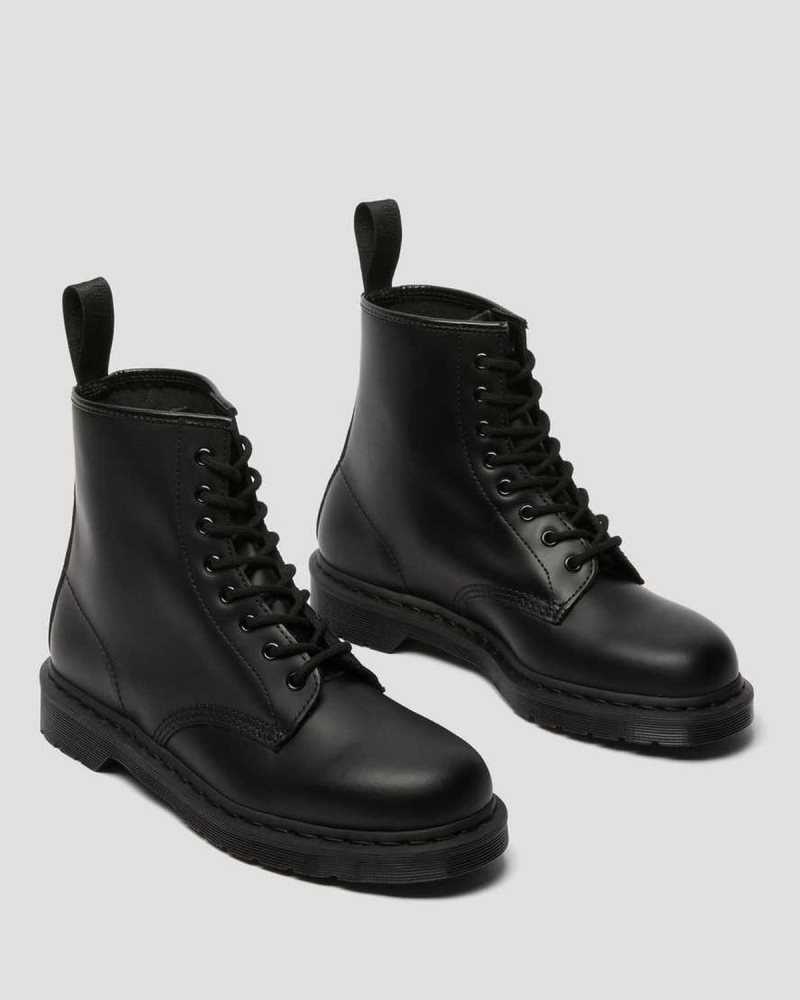 Black Dr. Martens 1460 Mono Smooth Leather Lace Up Boots | EBXQN9812