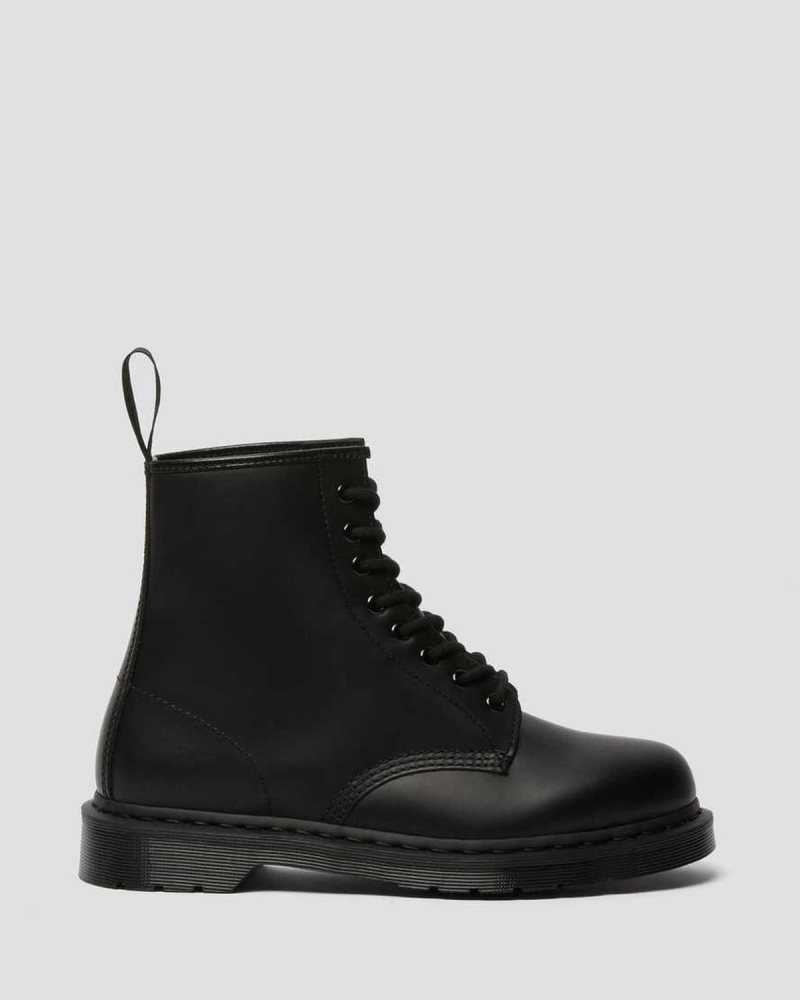 Black Dr. Martens 1460 Mono Smooth Leather Lace Up Boots | EBXQN9812