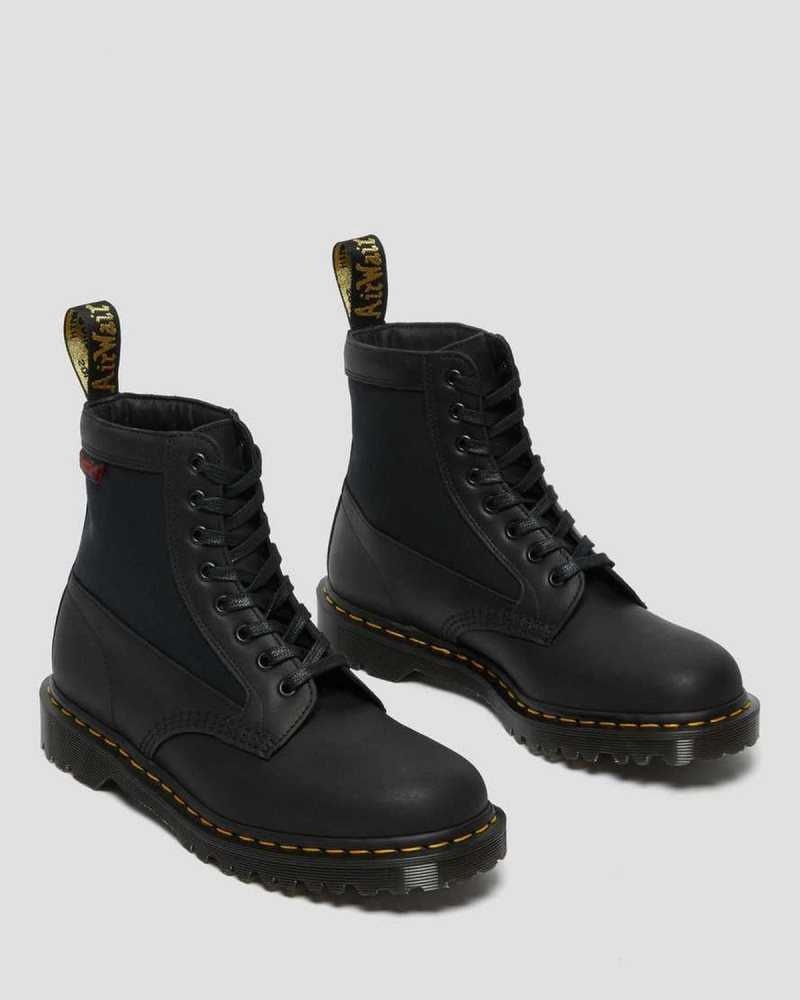 Black Dr. Martens 1460 Panel Leather Lace Up Boots | FXWQJ0517