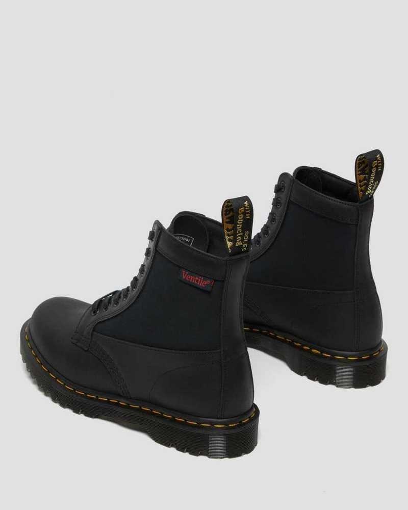 Black Dr. Martens 1460 Panel Leather Lace Up Boots | FXWQJ0517