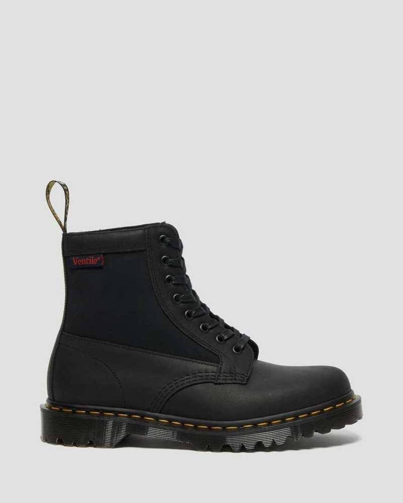 Black Dr. Martens 1460 Panel Leather Lace Up Boots | FXWQJ0517