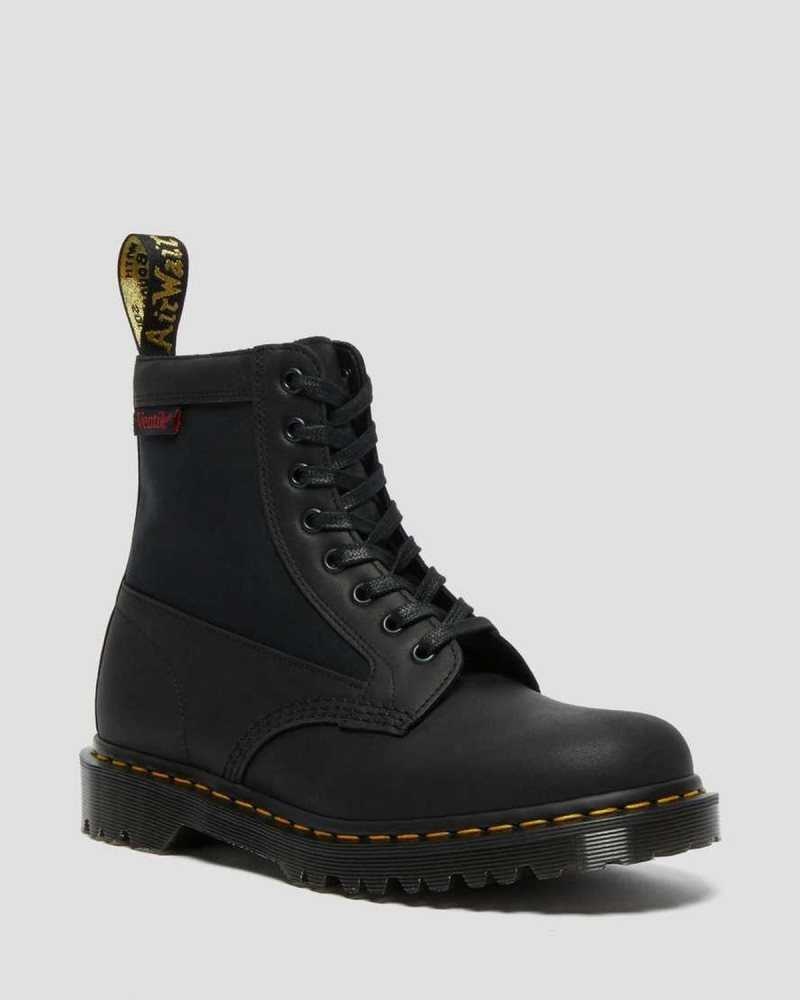 Black Dr. Martens 1460 Panel Leather Lace Up Boots | FXWQJ0517