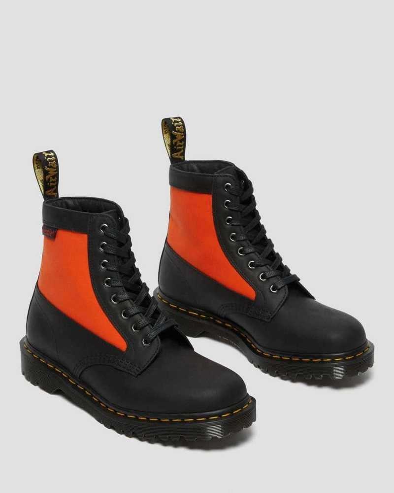 Black Dr. Martens 1460 Panel Leather Lace Up Boots | TVKJL3170