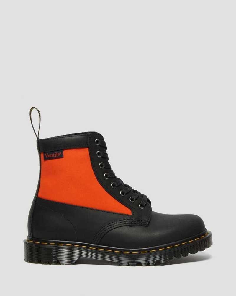 Black Dr. Martens 1460 Panel Leather Lace Up Boots | TVKJL3170