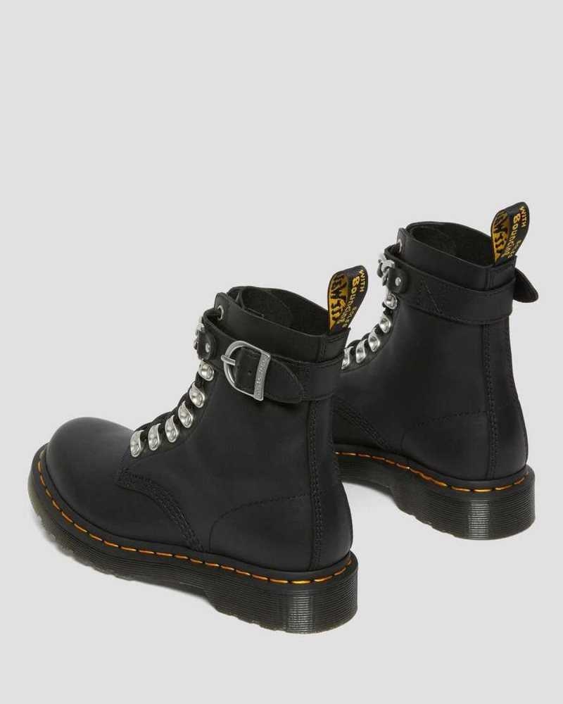 Black Dr. Martens 1460 Pascal Chain Leather Lace Up Boots | DLYUO5908