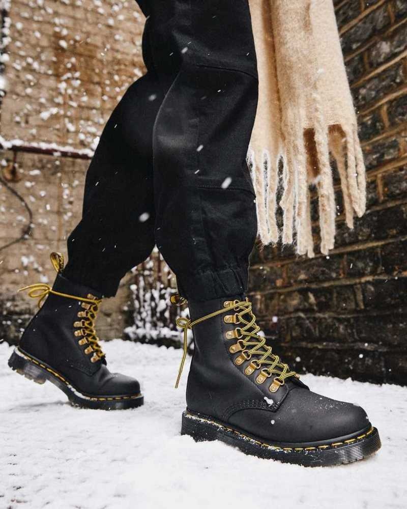 Black Dr. Martens 1460 Pascal DM's Wintergrip Leather Lace Up Boots | XBEPH4613