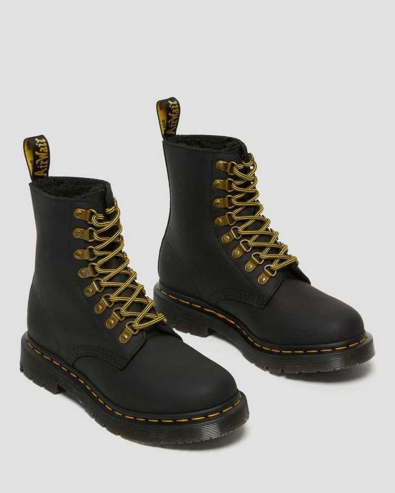 Black Dr. Martens 1460 Pascal DM's Wintergrip Leather Lace Up Boots | XBEPH4613