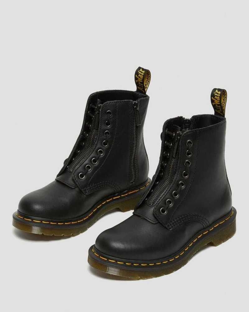 Black Dr. Martens 1460 Pascal Nappa Zipper Boots | QUSDK8356