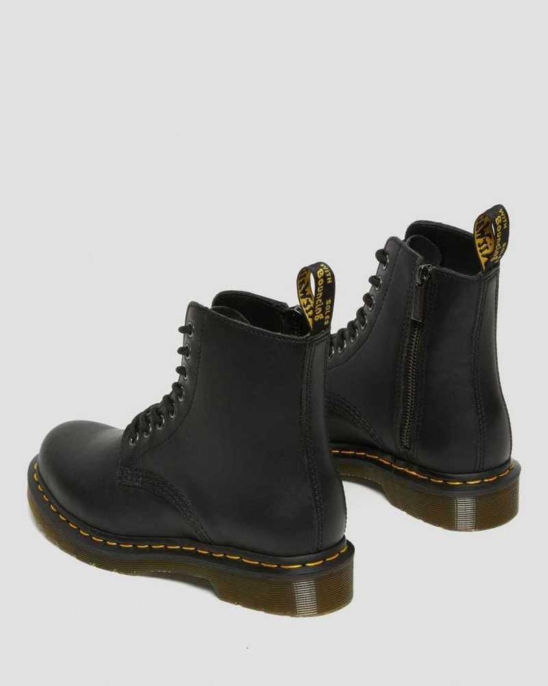 Black Dr. Martens 1460 Pascal Nappa Zipper Boots | QUSDK8356