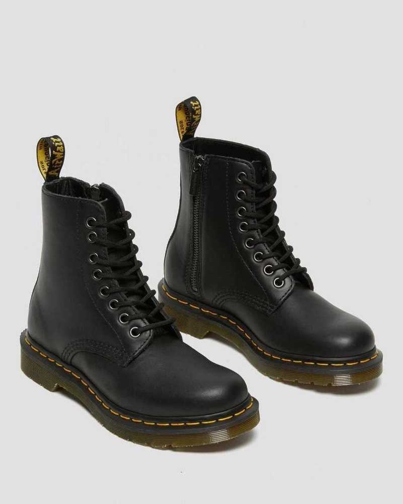 Black Dr. Martens 1460 Pascal Nappa Zipper Boots | QUSDK8356