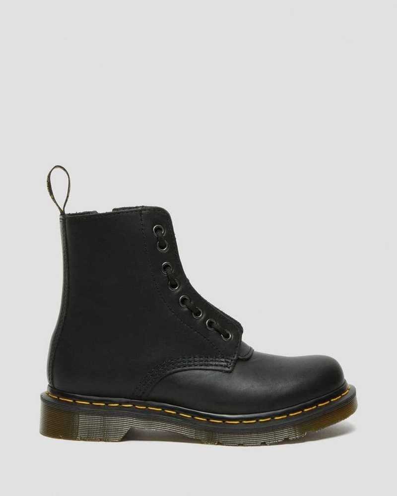 Black Dr. Martens 1460 Pascal Nappa Zipper Boots | QUSDK8356