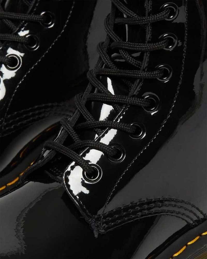 Black Dr. Martens 1460 Patent Leather Lace Up Boots | UJEFM0359