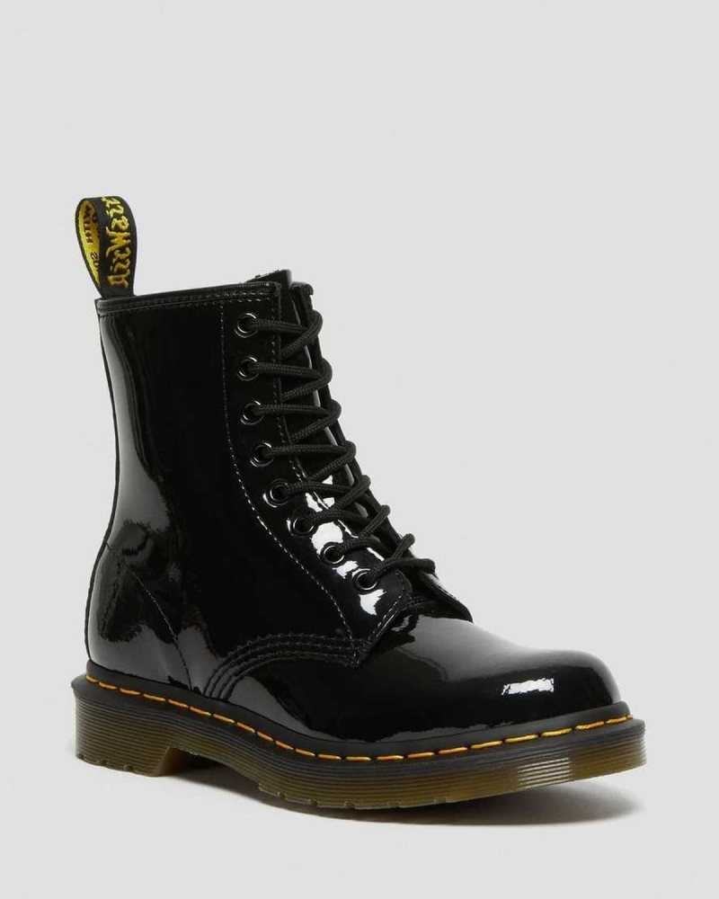 Black Dr. Martens 1460 Patent Leather Lace Up Boots | UJEFM0359