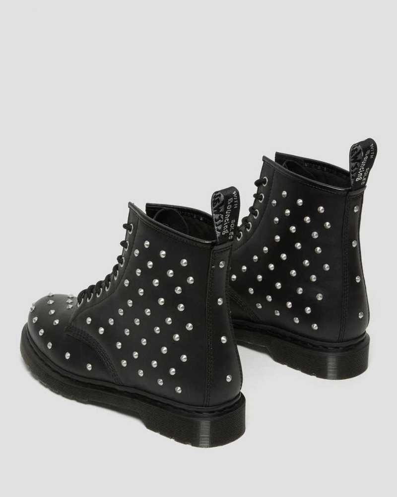 Black Dr. Martens 1460 Stud Wanama Leather Lace Up Boots | TVNAG1764