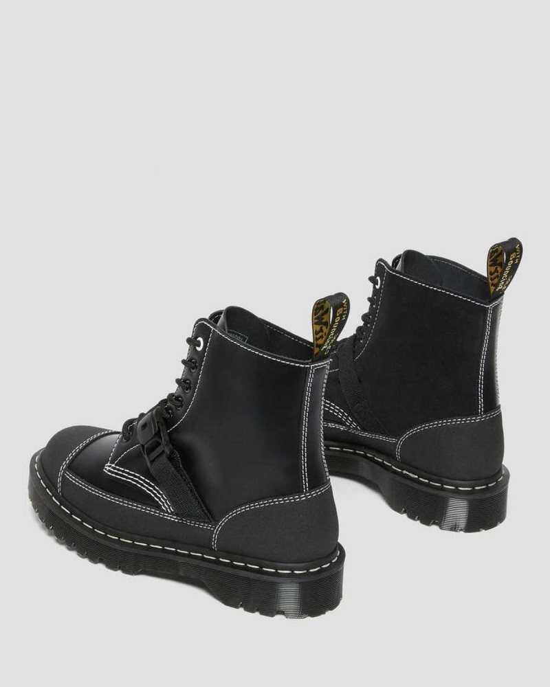 Black Dr. Martens 1460 Tech Leather Lace Up Boots | AWQKN4157