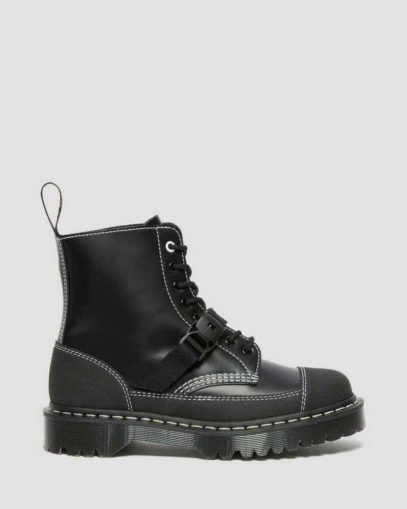 Black Dr. Martens 1460 Tech Leather Lace Up Boots | AWQKN4157