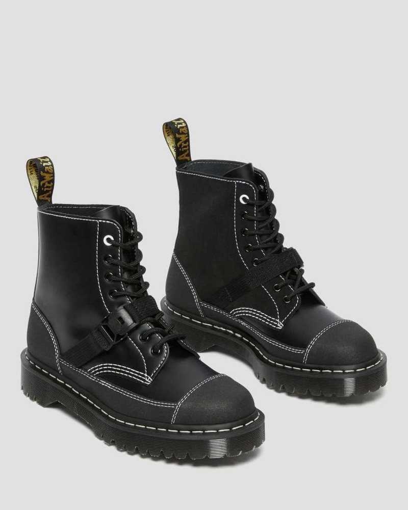 Black Dr. Martens 1460 Tech Leather Lace Up Boots | IHXLW9613