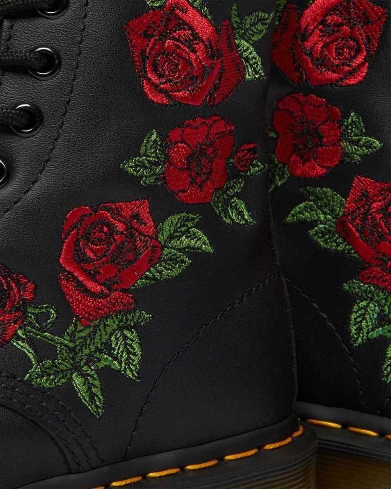 Black Dr. Martens 1460 Vonda Floral Leather Lace Up Boots | XYIVT2705