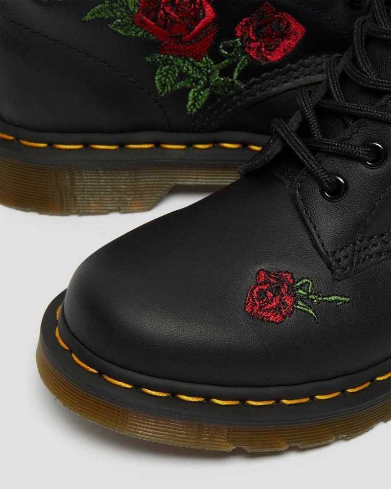 Black Dr. Martens 1460 Vonda Floral Leather Lace Up Boots | XYIVT2705