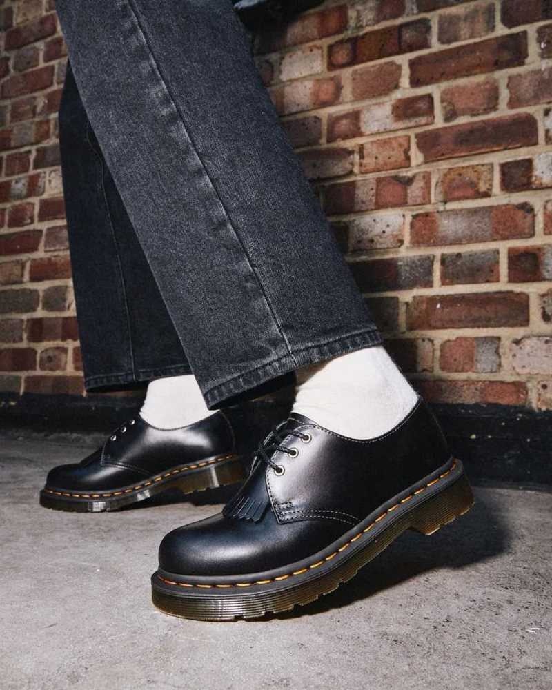 Black Dr. Martens 1461 Abruzzo Leather Oxford Shoes | DRXZN4376