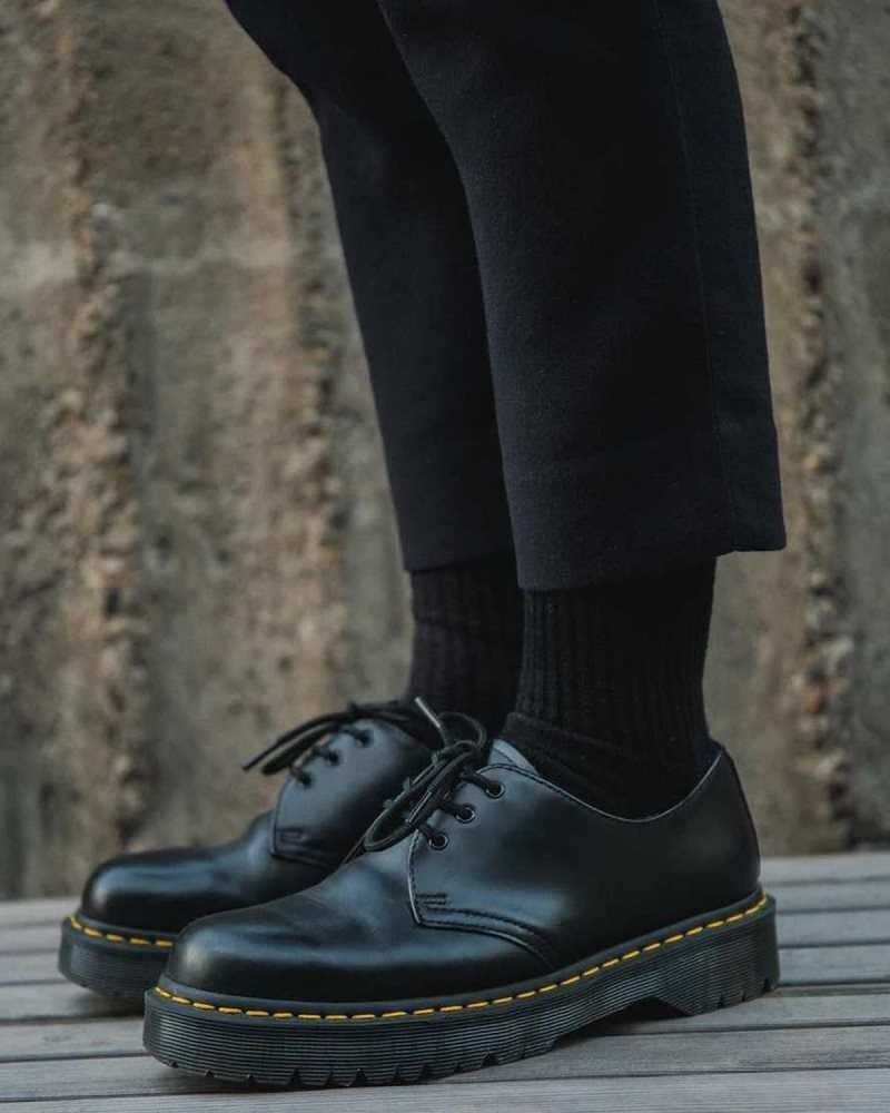 Black Dr. Martens 1461 Bex Smooth Leather Oxford Shoes | CYZJI4197