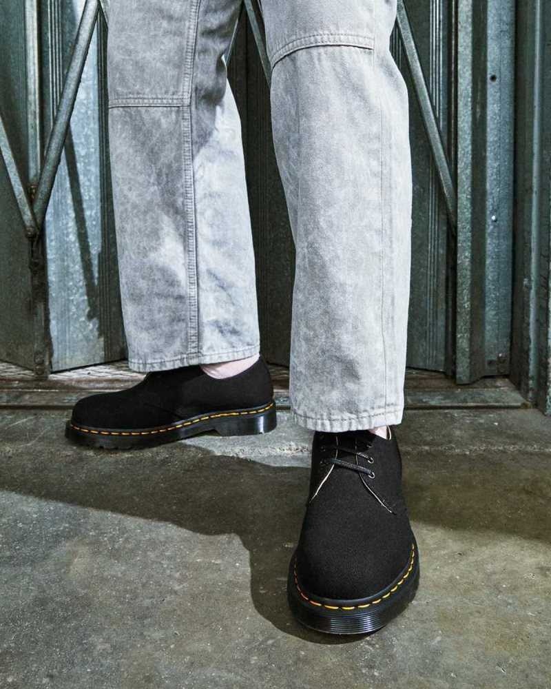 Black Dr. Martens 1461 Canvas Oxford Shoes | FECIN1827