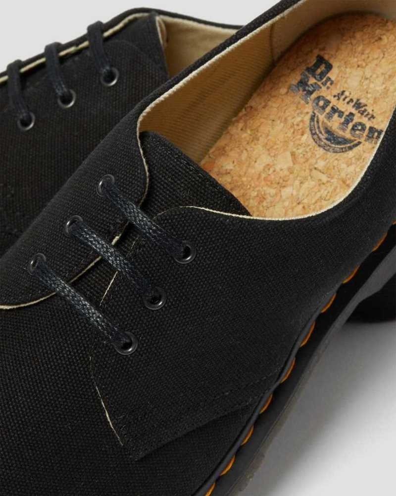 Black Dr. Martens 1461 Canvas Oxford Shoes | FECIN1827