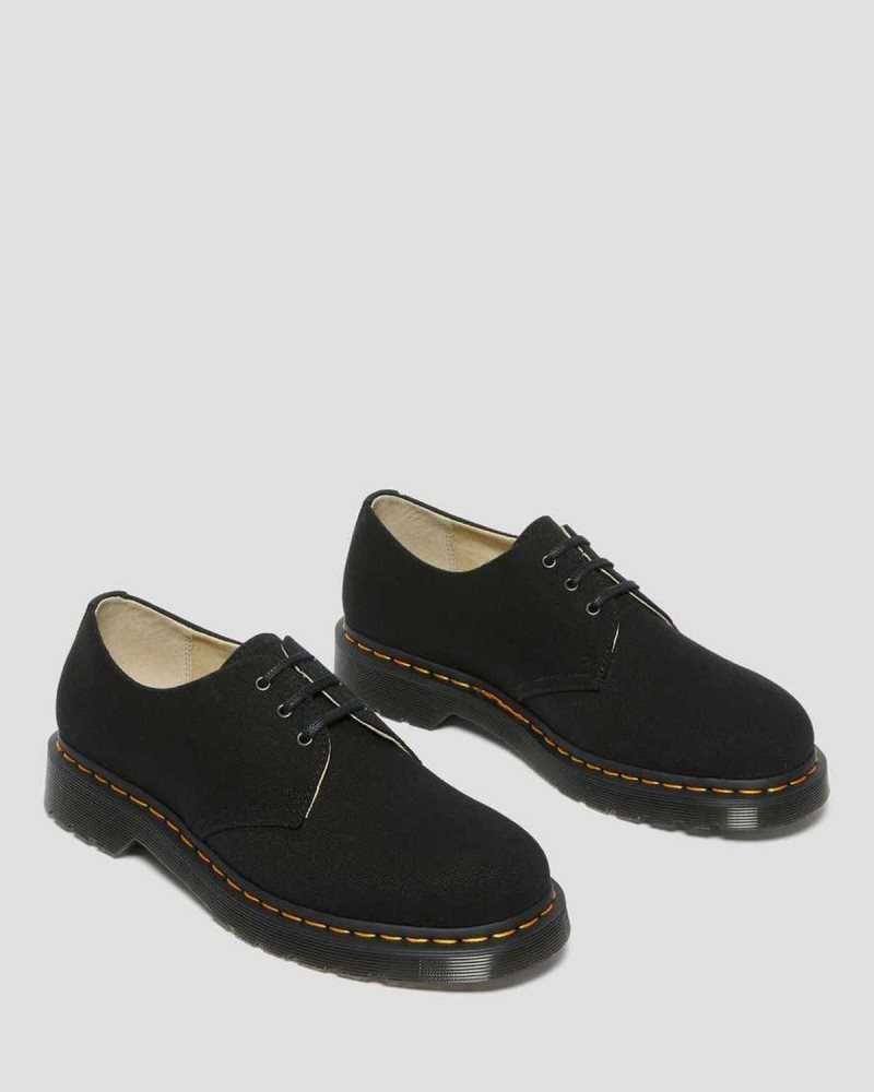 Black Dr. Martens 1461 Canvas Oxford Shoes | FECIN1827