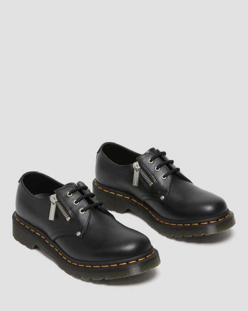 Black Dr. Martens 1461 Double Zip Leather Oxford Shoes | DWGJP2106