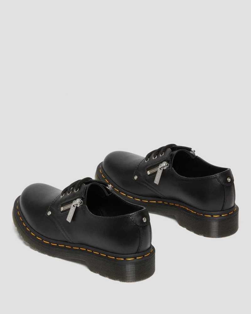 Black Dr. Martens 1461 Double Zip Leather Oxford Shoes | DWGJP2106