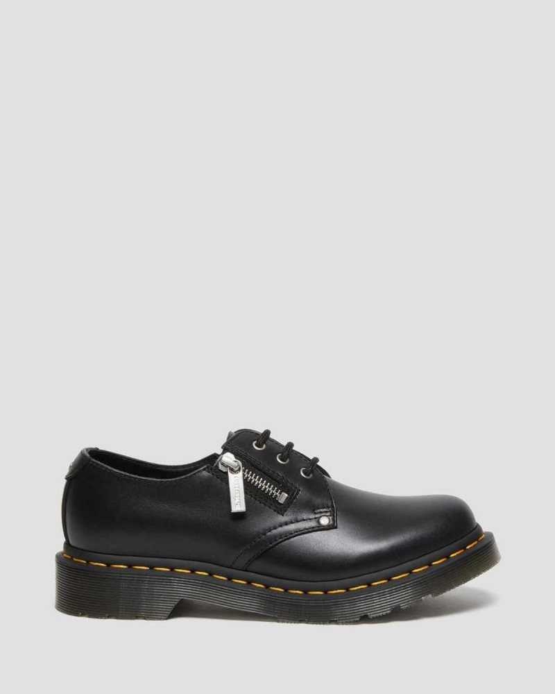 Black Dr. Martens 1461 Double Zip Leather Oxford Shoes | DWGJP2106