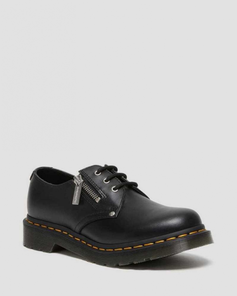 Black Dr. Martens 1461 Double Zip Leather Oxford Shoes | DWGJP2106