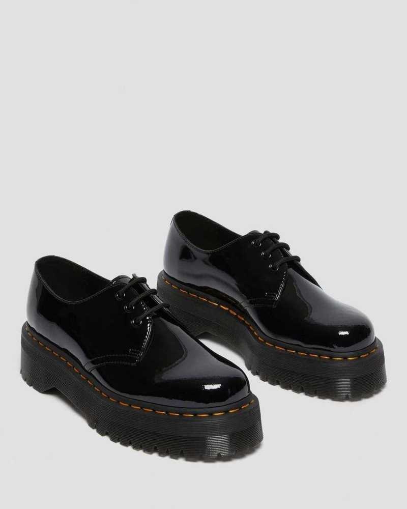 Black Dr. Martens 1461 Patent Leather Platform Oxford Shoes | WEGMZ5697