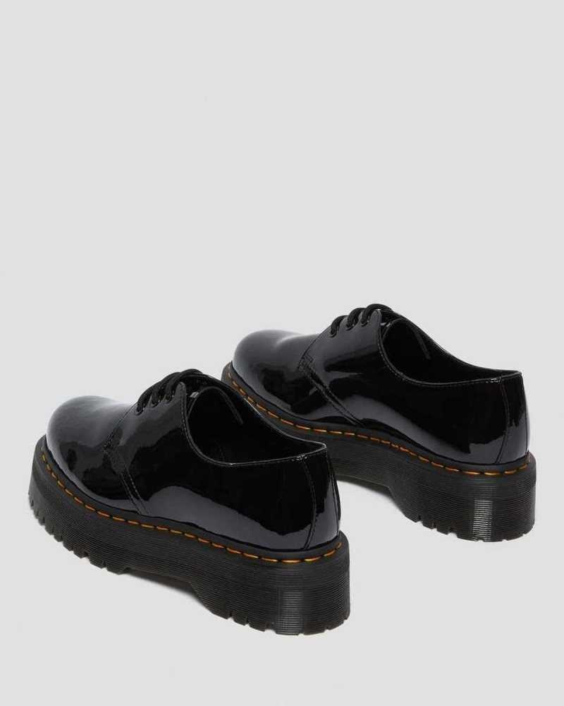 Black Dr. Martens 1461 Patent Leather Platform Oxford Shoes | WEGMZ5697