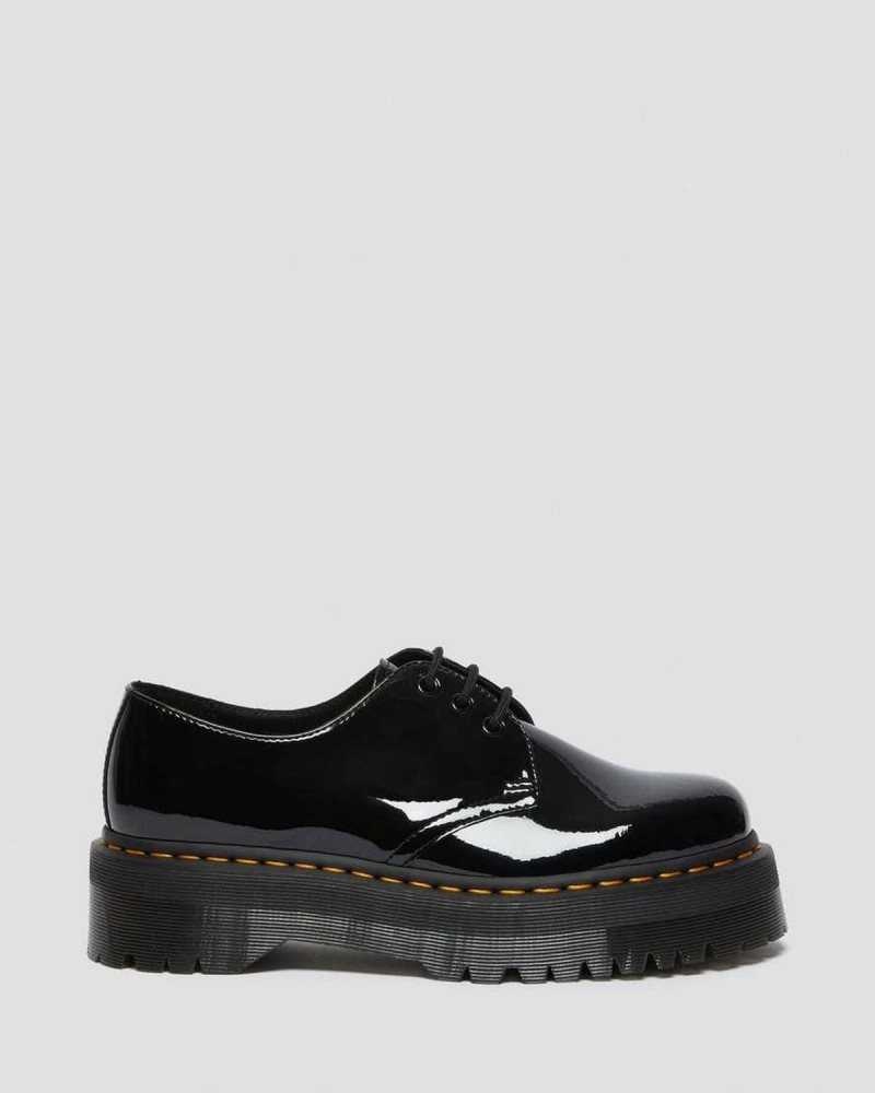 Black Dr. Martens 1461 Patent Leather Platform Oxford Shoes | WEGMZ5697