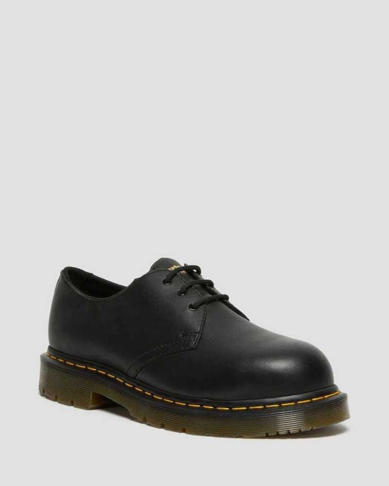 Black Dr. Martens 1461 Slip Resistant Steel Toe Shoes | KDZCB7862