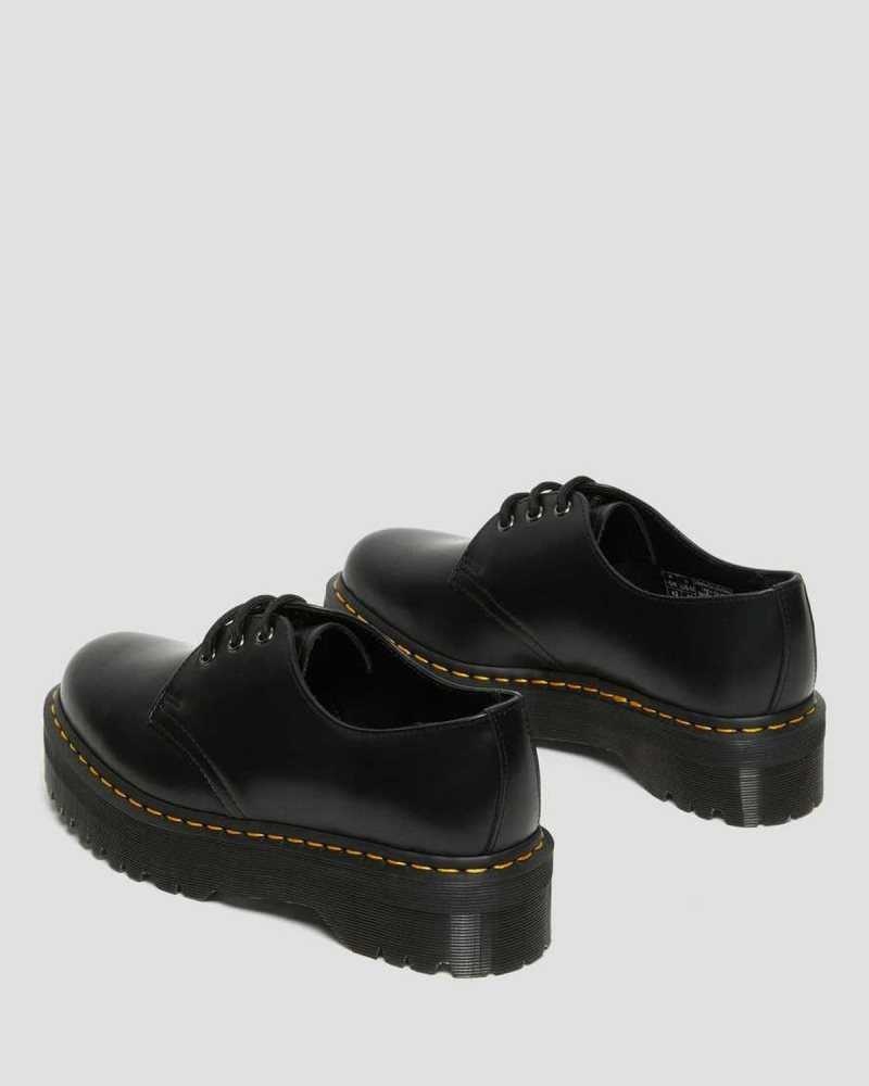 Black Dr. Martens 1461 Smooth Leather Platform Shoes | DTXRY0897