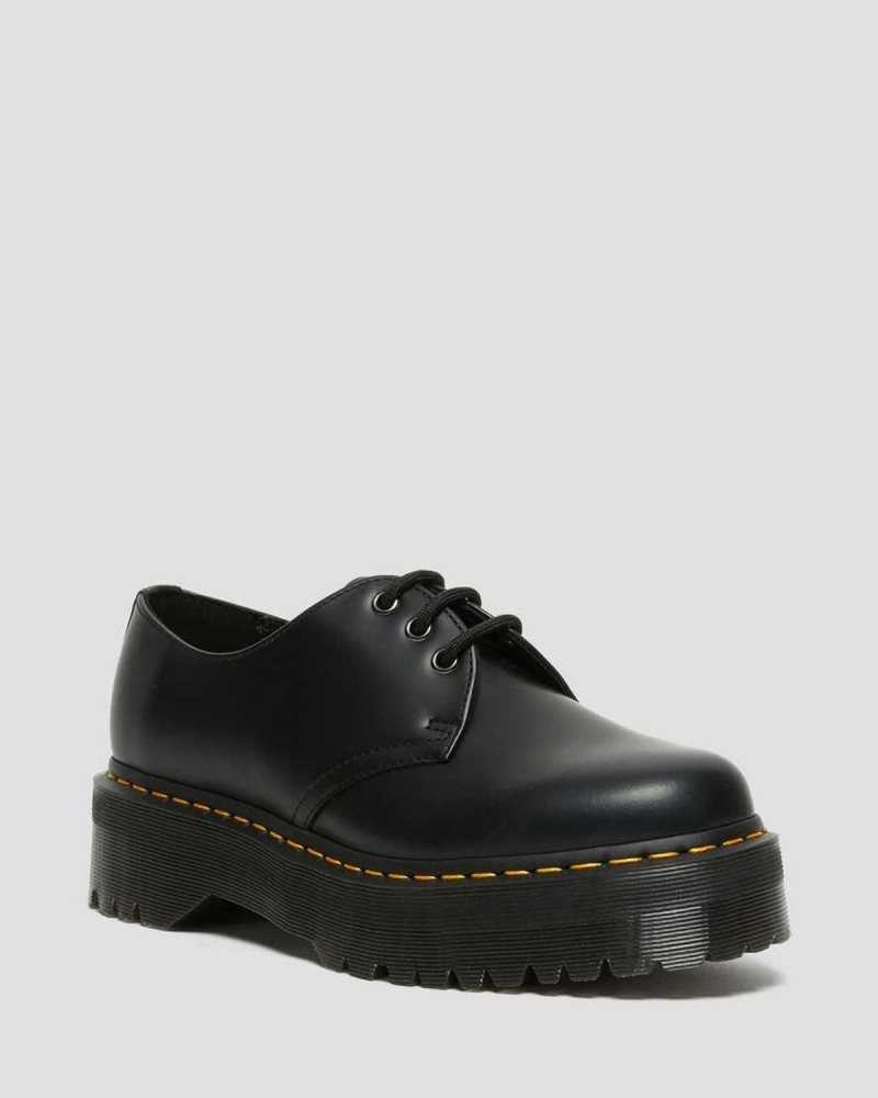 Black Dr. Martens 1461 Smooth Leather Platform Shoes | DQBMZ7218